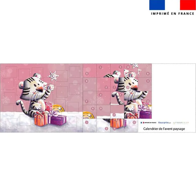 Coupon pour Calendrier de l'avent Paysage motif Tigre blanc de noel - Création Stillistic
