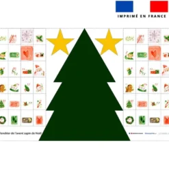 Coupon pour Calendrier de l'avent Sapin motif noel aquarelle