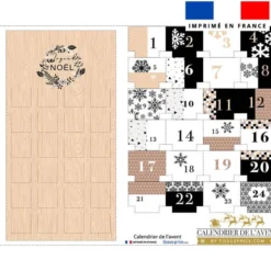Coupon pour Calendrier de l'avent en bois beige motif Noël enneigé