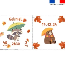 Coupon pour coussin de naissance personnalisé - Animaux d'automne