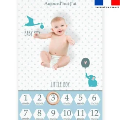 Coupon pour couverture mensuelle bébé motif baby bleu et gris