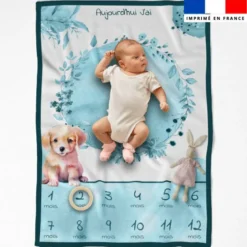 Coupon pour couverture mensuelle bébé motif labrador aquarelle