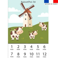 Coupon pour couverture mensuelle bébé motif animaux de la ferme