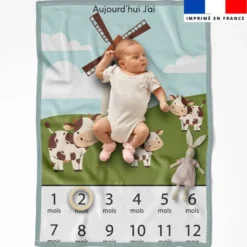 Coupon pour couverture mensuelle bébé motif animaux de la ferme