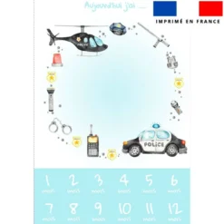 Coupon pour couverture mensuelle bébé motif policier aquarelle