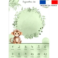 Coupon pour couverture mensuelle bébé motif singe aquarelle