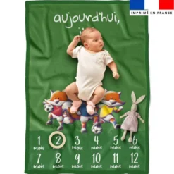 Coupon pour couverture mensuelle bébé motif renard foot - Création Stillistic