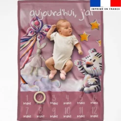 Coupon pour couverture mensuelle bébé motif tigre blanc - Création Stillistic
