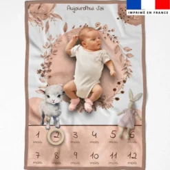 Coupon pour couverture mensuelle bébé motif agneau aquarelle
