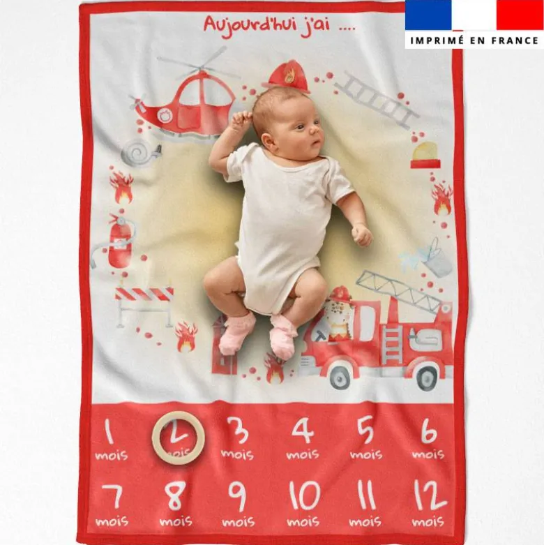 Coupon pour couverture mensuelle bébé motif animaux pompiers