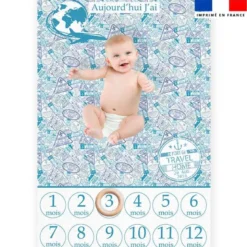 Coupon pour couverture mensuelle bébé motif voyage