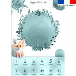 Coupon pour couverture mensuelle bébé motif renard aquarelle
