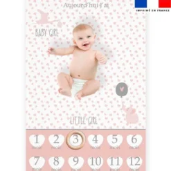 Coupon pour couverture mensuelle bébé motif baby rose et gris