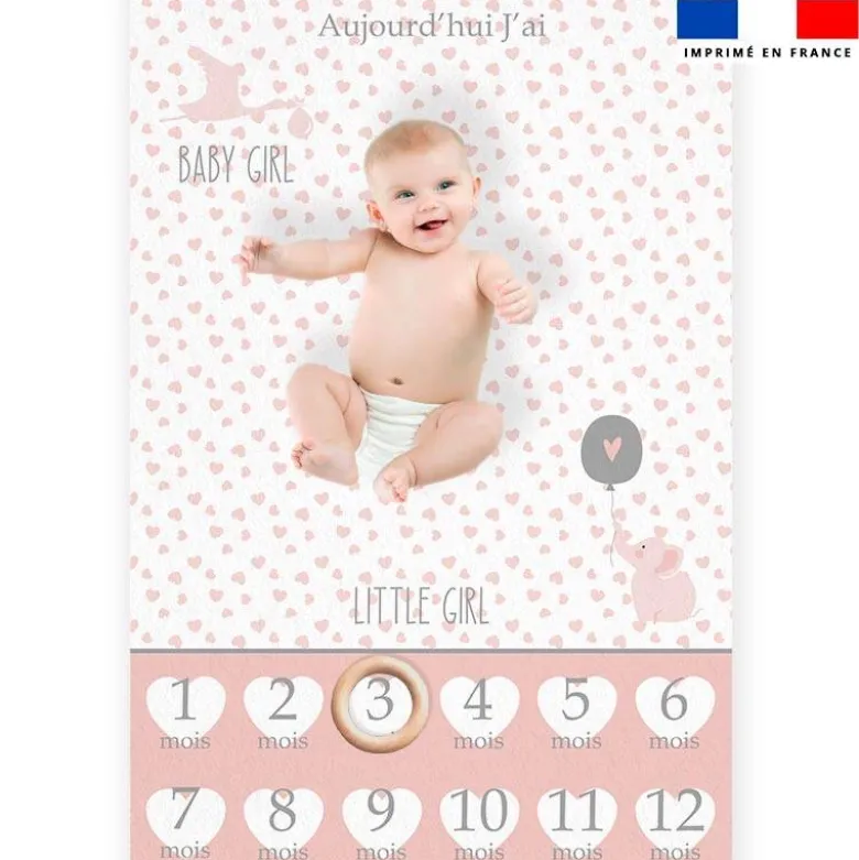 Coupon pour couverture mensuelle bébé motif baby rose et gris