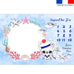 Coupon pour couverture mensuelle bébé motif chihuahua marin - Création Jolifox