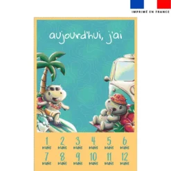 Coupon pour couverture mensuelle bébé motif hippo en vacances - Création Stillistic