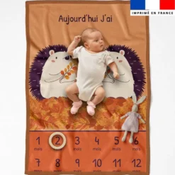 Coupon pour couverture mensuelle bébé motif animaux d'automne