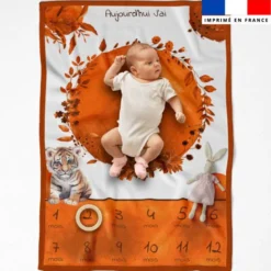 Coupon pour couverture mensuelle bébé motif tigre aquarelle