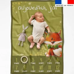 Coupon pour couverture mensuelle bébé motif renard noeud papillon - Création Stillistic