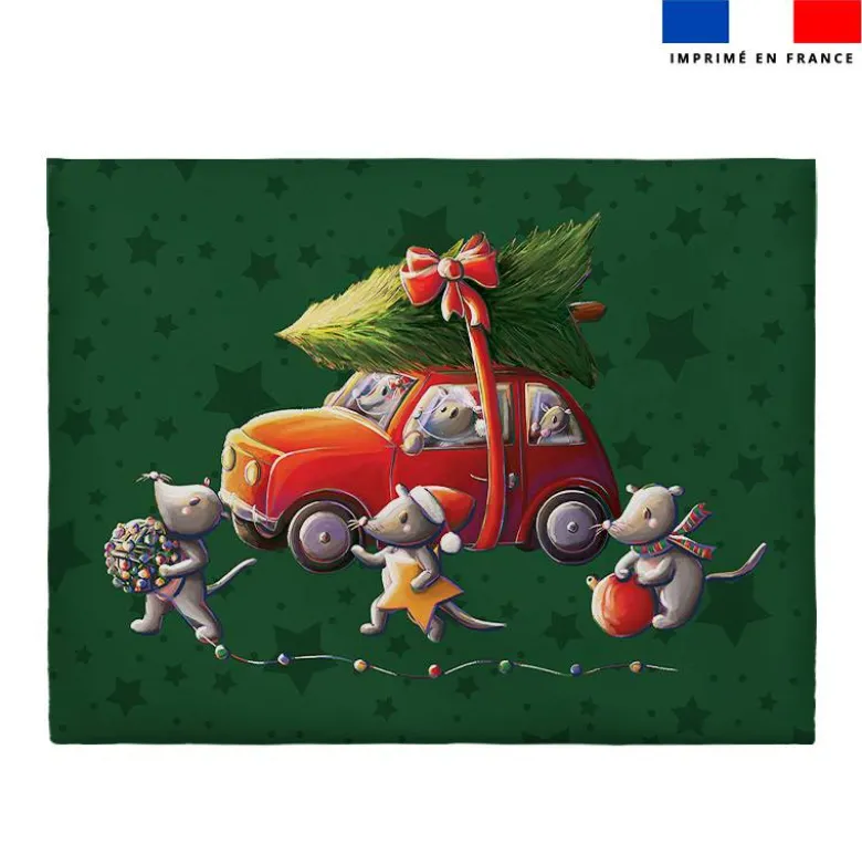 Coupon pour enveloppe en tissu motif souris de noel vert - Création Stillistic