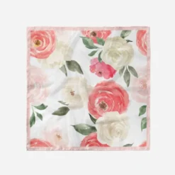 Coupon pour foulard motif dessin aquarelle roses