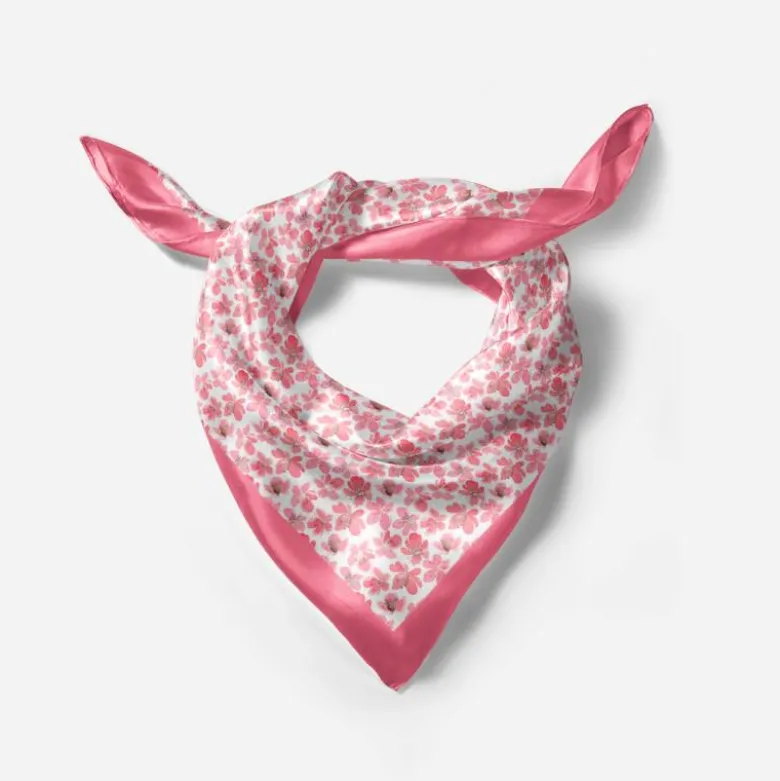 Coupon pour foulard motif fleur de cerisier aquarelle