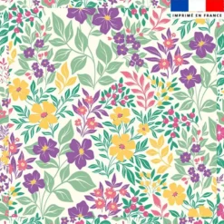 Coupon pour foulard motif fleur du printemps violette et multicolore