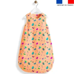 Coupon pour gigoteuse motif bulles et papillons corail - Création Cat&Coulours