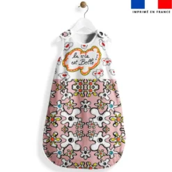 Coupon pour gigoteuse motif poème rose - Création Anne-Sophie Dozoul