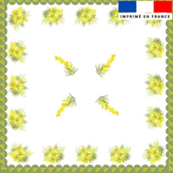 Coupon pour nappe carrée blanche motif mimosa