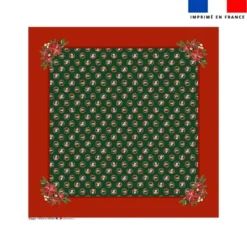 Coupon pour nappe carrée motif animaux couronne de noel vert - Création Stillistic