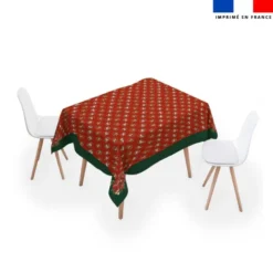 Coupon pour nappe carrée motif animaux couronne de noel rouge - Création Stillistic