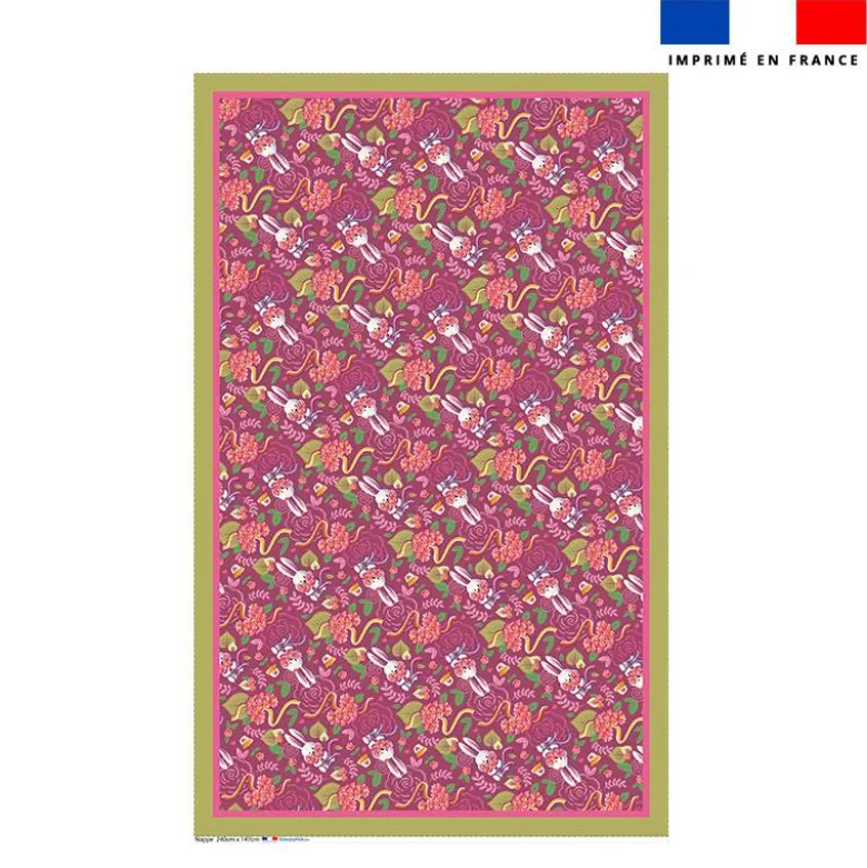 Coupon pour nappe lapin printanier framboise - Création Stillistic