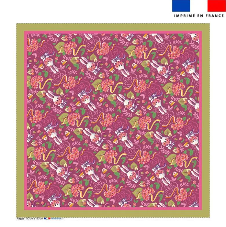 Coupon pour nappe lapin printanier framboise - Création Stillistic