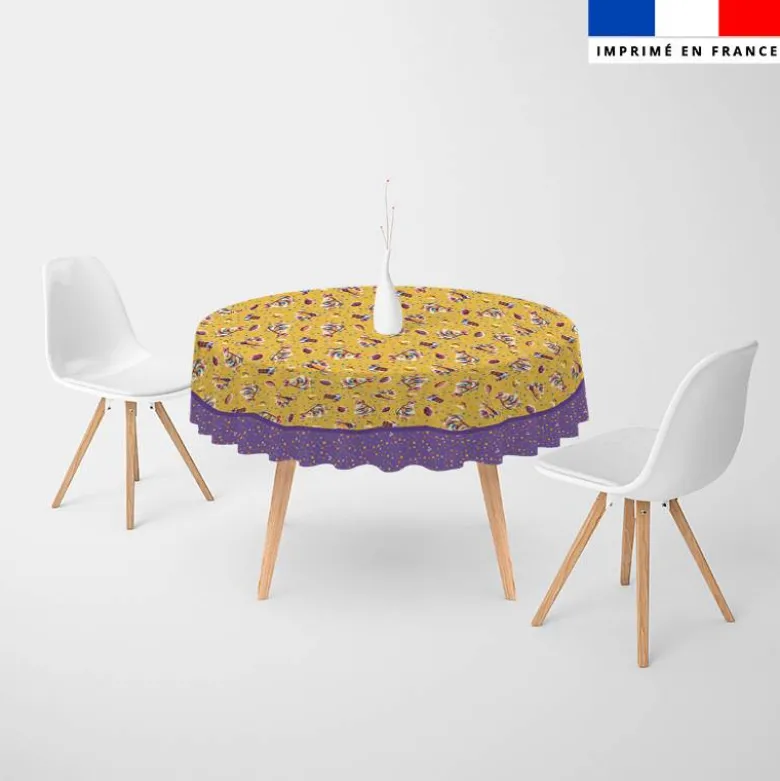 Coupon pour nappe ronde motif mini poule et oeufs de Pâques jaune - Création Stillistic