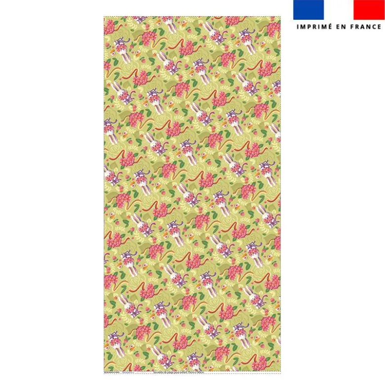 Coupon pour serviette de plage motif lapin printanier vert clair - Création Stillistic