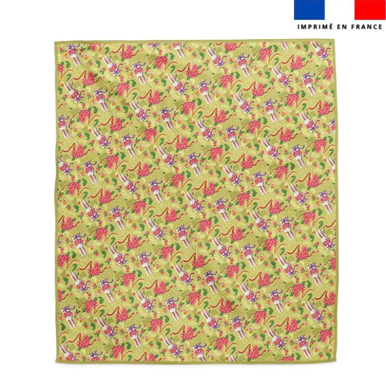 Coupon pour serviette de plage motif lapin printanier vert clair - Création Stillistic