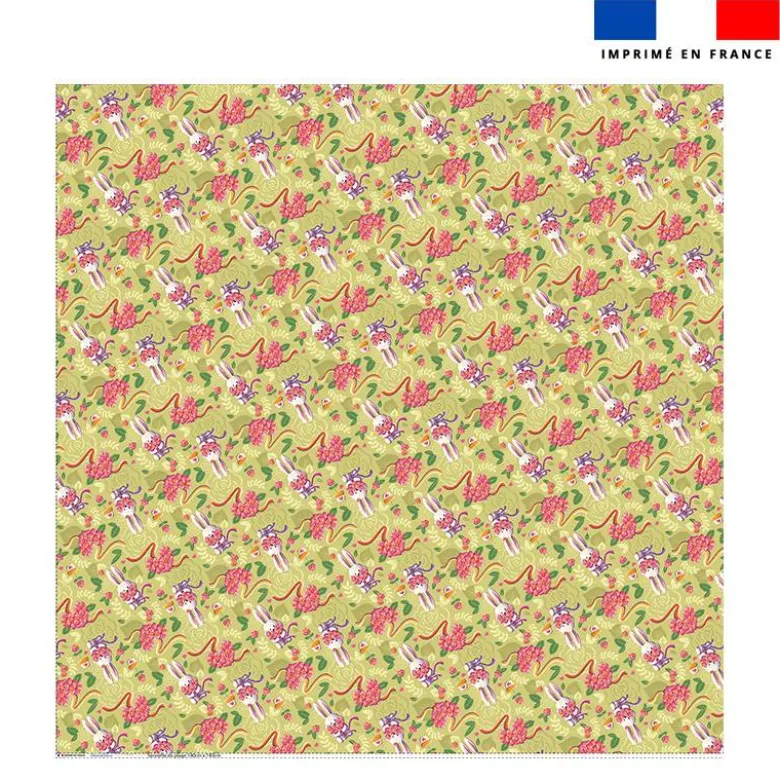 Coupon pour serviette de plage motif lapin printanier vert clair - Création Stillistic