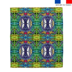 Coupon pour serviette de plage motif vitrail chat - Création Lita Blanc