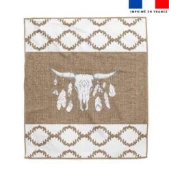 Coupon pour serviette de plage motif tête de buffle effet jute