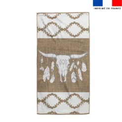 Coupon pour serviette de plage motif tête de buffle effet jute