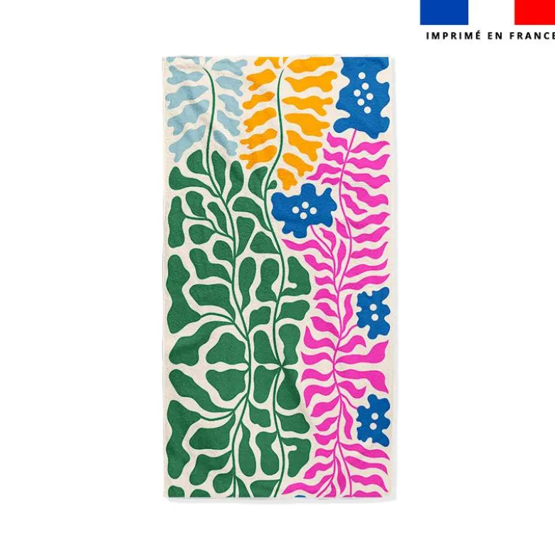 Coupon pour serviette de plage motif plante multicolore