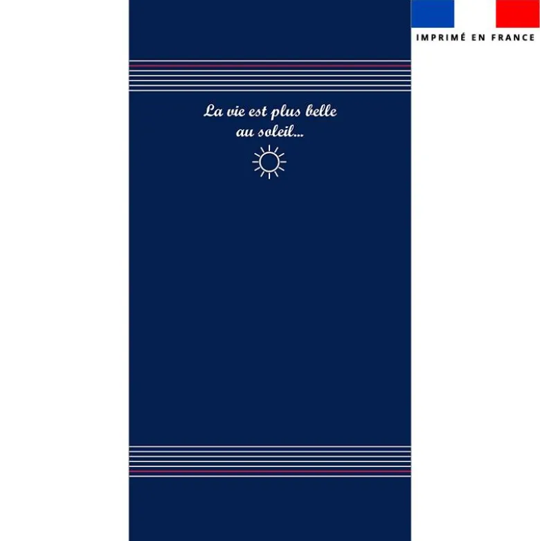Coupon pour serviette de plage bleu motif marinière