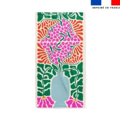 Coupon pour serviette de plage motif vase bleu ciel
