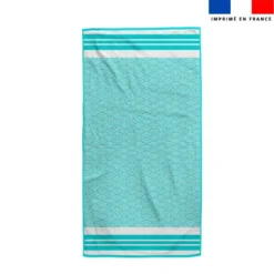 Coupon pour serviette de plage vert d'eau motif fouta japonaise