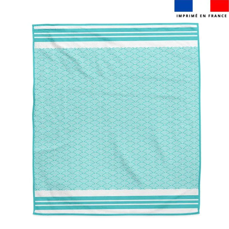 Coupon pour serviette de plage vert d'eau motif fouta japonaise