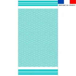 Coupon pour serviette de plage vert d'eau motif fouta japonaise