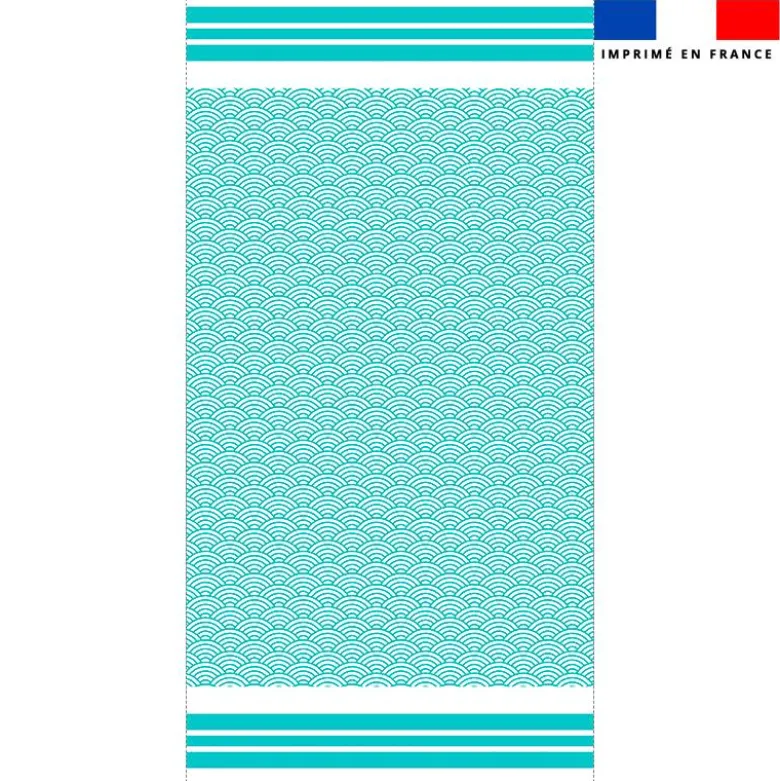 Coupon pour serviette de plage vert d'eau motif fouta japonaise