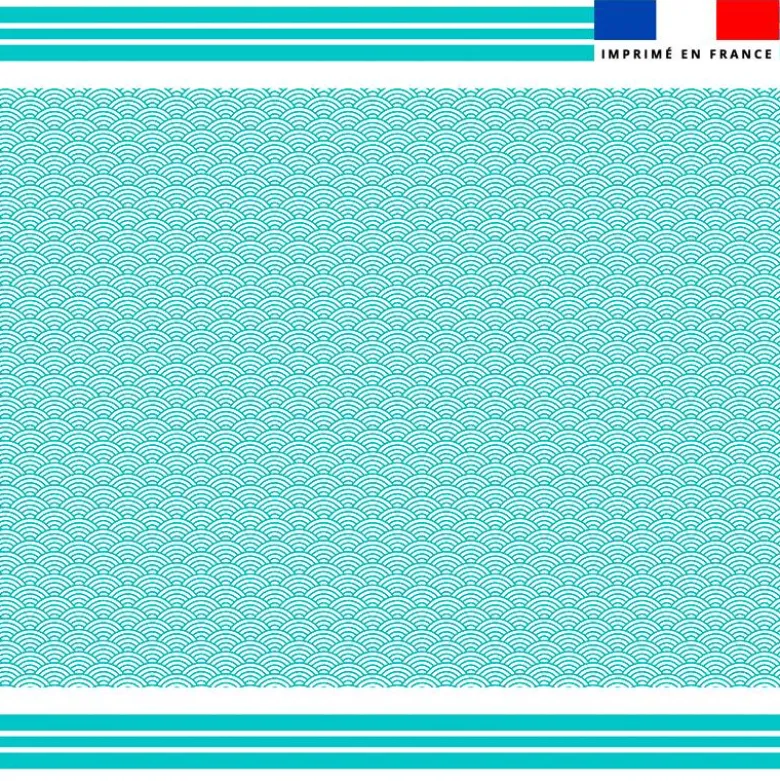 Coupon pour serviette de plage vert d'eau motif fouta japonaise