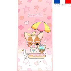 Coupon pour serviette de plage motif chiens summer vibes - Création Jolifox